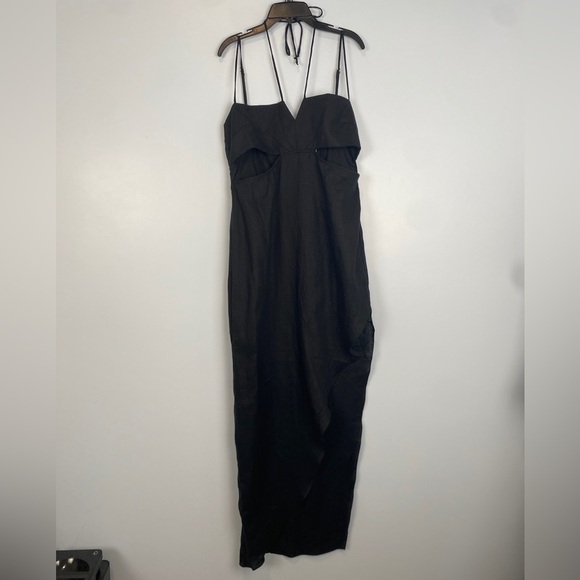 Revolve Rumer Reverie Freya Black 100% Linen Maxi Dress Large L Coastal Lightwei - Picture 5 of 15